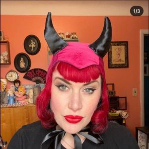 Pink Velvety Devil Bonnet